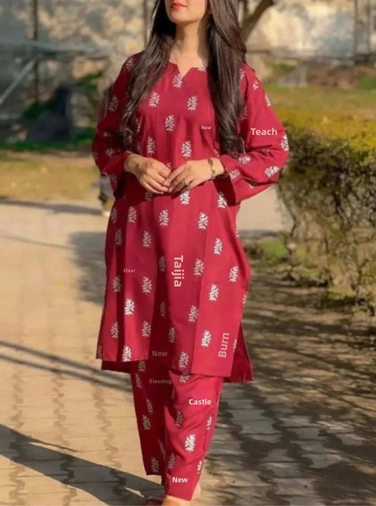 Traditional Two-Piece Floral Print Women's Suit