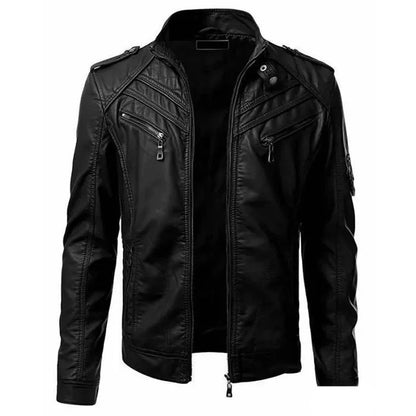 Men’s Collar Leather Jacket
