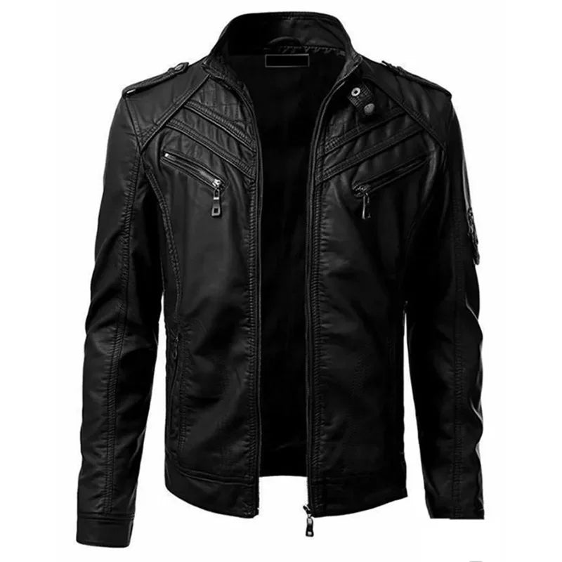 Men’s Collar Leather Jacket