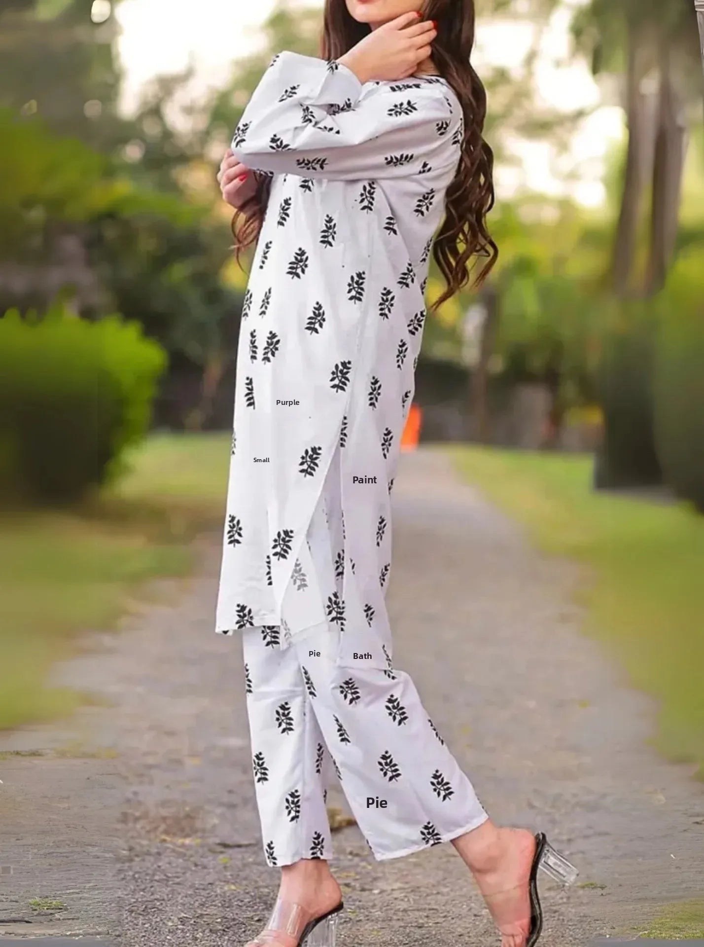 Traditional Two-Piece Floral Print Women's Suit