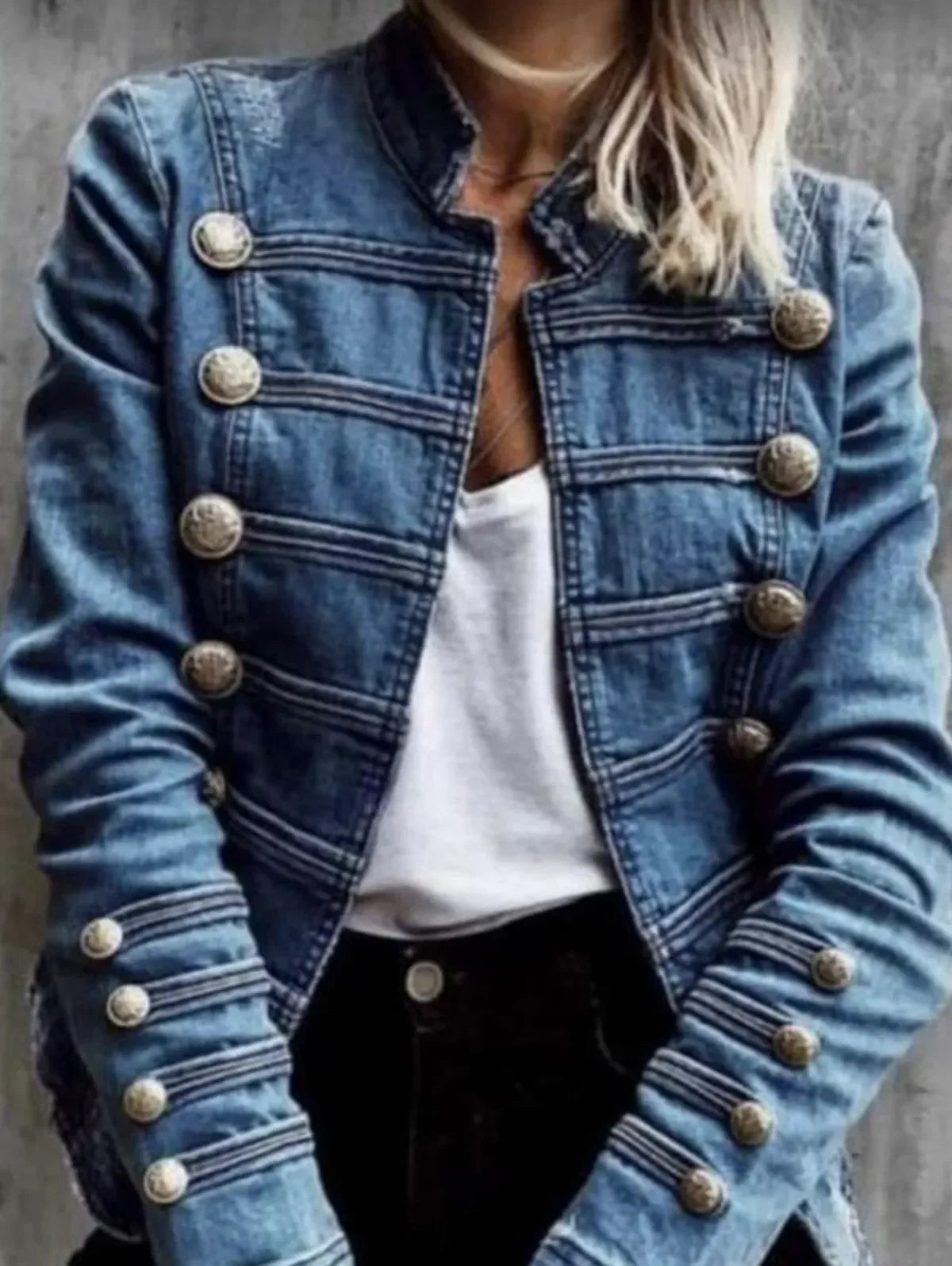 Vintage Button Denim Jacket for Women