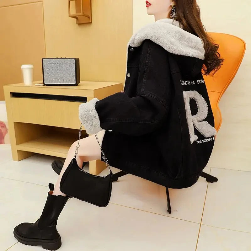 Fashion Hooded Winter Denim Jacket