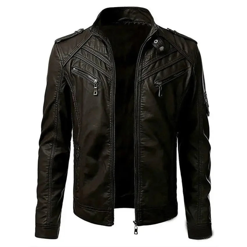 Men’s Collar Leather Jacket