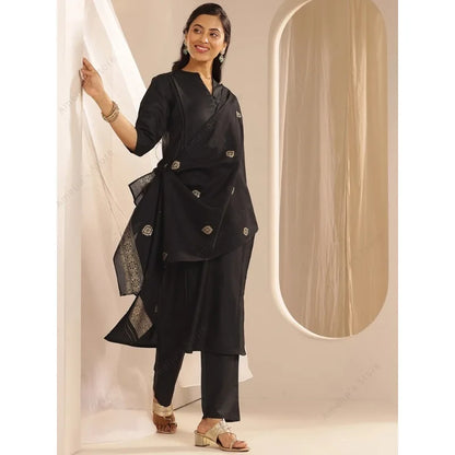 Women's Black Jacquard 3-PCS Suit