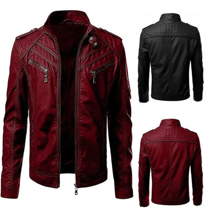 Men’s Collar Leather Jacket